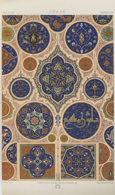 Arabialainen, levy 27 julkaisusta "Polychromatic Ornament: Sata lautasta kultaa, hopeaa ja värejä" tekijältä Albert Charles August Racinet