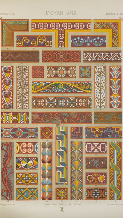 Keskiaika, levy 32 julkaisusta "Polychromatic Ornament: Sata lautasta kultaa, hopeaa ja värejä" tekijältä Albert Charles August Racinet
