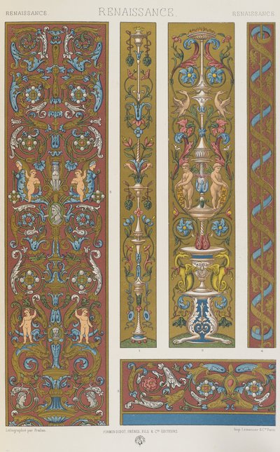 Renaissance, levy 55 julkaisusta "Polychromatic Ornament: Sata lautasta kultaa, hopeaa ja värejä" tekijältä Albert Charles August Racinet