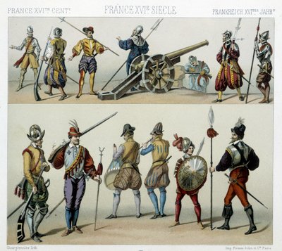 Soturit 1500-luvulla - Racinetin "" Historiallisessa puvussa"" tekijältä Albert Charles August Racinet