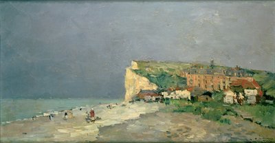 Puys-sous-Dieppe Beach, Myrskyinen taivas, n. 1880 tekijältä Albert Charles Lebourg