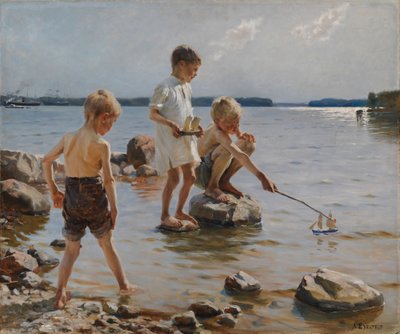Rannalla leikkivät pojat (Rannalla leikkivät lapset) tekijältä Albert Edelfelt