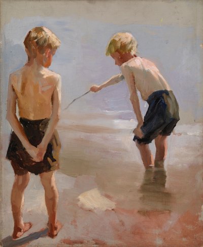 Rannalla leikkivät pojat, luonnos tekijältä Albert Edelfelt