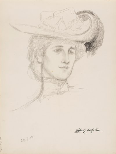 Hattupäinen nainen (Mme Flore Deschamps) tekijältä Albert Edelfelt