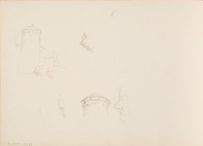 Kasvoluonnoksia, Savonlinnan torni tekijältä Albert Edelfelt