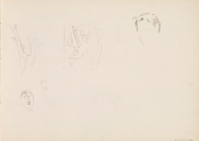 Kasvoluonnoksia, puunrunko tekijältä Albert Edelfelt