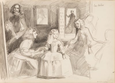 Las Meninas, luonnos Diego Velázquezin mukaan tekijältä Albert Edelfelt