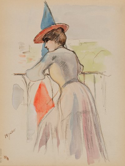 Nainen parvekkeella tekijältä Albert Edelfelt