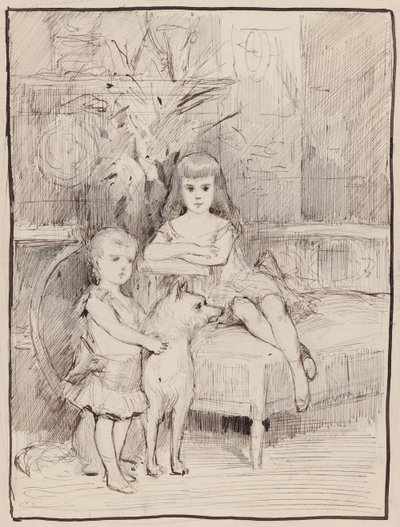 Muotokuvaluonnos tsaari Aleksanteri III:n lapsille, Michaelille ja Xeniaille tekijältä Albert Edelfelt