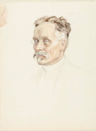 Professori J. W. Runebergin muotokuvaluonnos, kasvot tekijältä Albert Edelfelt