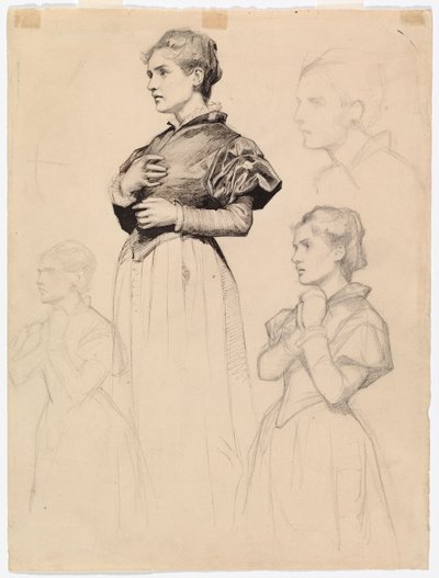 Sigrid Stålarm, luonnos teokseen ”Herttua Karl loukkaa Klaus Flemingin ruumista” tekijältä Albert Edelfelt