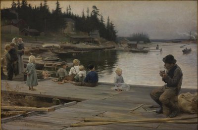 Kesäilta Hammarin korjauspihalla tekijältä Albert Gustaf Aristides Edelfelt