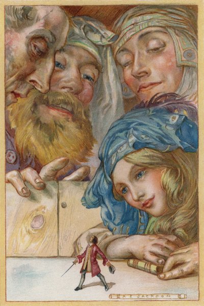 Kävelin pöydällä tytön käskynä (chromolitho) tekijältä Albert Edward Jackson