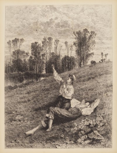 Nimetön (pojat lentävät leijaa) tekijältä Albert Fitch Bellows