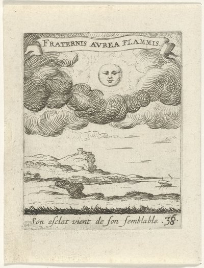 Maisema kuun kanssa Moralising Love Emblems (sarjan nimi) Devises et emblèmes d