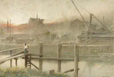 Arundel (akvarelli, vartaloväri ja kynä paperille) tekijältä Albert Goodwin