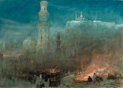 Kairo, yö (vesiväri) tekijältä Albert Goodwin