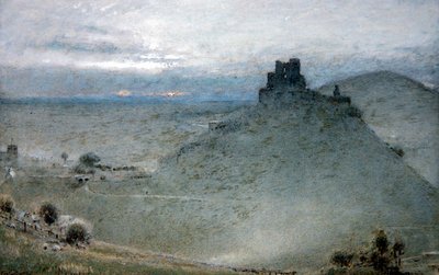Corfe Castle (kynä ja muste vesivärillä ja vartalovärillä paperilla) tekijältä Albert Goodwin