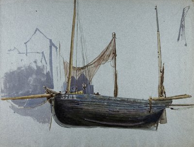 Kalastusvene 57BX (akvarelli ja vartaloväri sävytetylle paperille) tekijältä Albert Goodwin