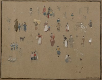 Going to Market (akvarelli ja lyijykynä sekä bodycolor sävytetylle paperille) tekijältä Albert Goodwin