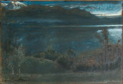 Gossau, Luzernin järvi (öljy ja akvarelli, tussi ja bodycolour, paperi kartongille). tekijältä Albert Goodwin