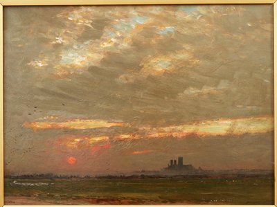 Lincolnin katedraali auringonlaskun aikaan, 1912 tekijältä Albert Goodwin