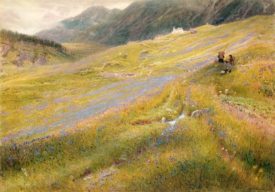 Alppien kesä, 1874 (wc vartalovärillä paperilla) tekijältä Albert Goodwin