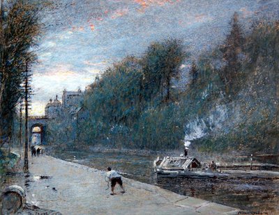 The Canal, Chichester (kynä ja muste, vesiväri ja vartaloväri paperille) (kynä ja muste, vesiväri ja vartaloväri paperille) tekijältä Albert Goodwin