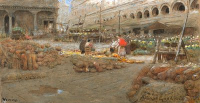 Venetsia (akvarelli ja vartaloväri sävytetylle paperille) tekijältä Albert Goodwin
