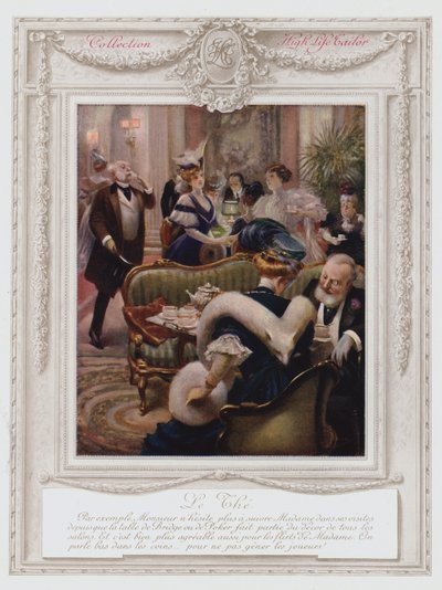 Belle Epoque Paris, Muodikas nainen juomassa teetä (väri litho) tekijältä Albert Guillaume