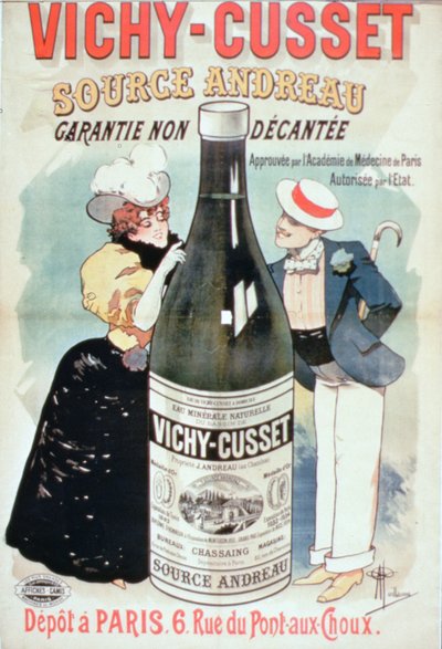 Julistemainos "Vichy-Cusset Mineral Water", Pariisi (väri litho) tekijältä Albert Guillaume