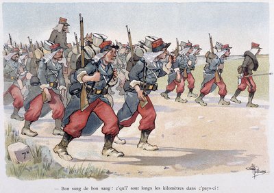Rykmentti marssilla - Albert Guillaumen (1873-1942) "" Military Album" -julkaisussa, n. 1900 tekijältä Albert Guillaume