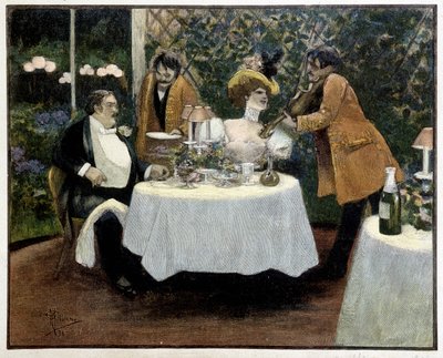 Ravintola, piirustus Guillaume tekijältä Albert Guillaume