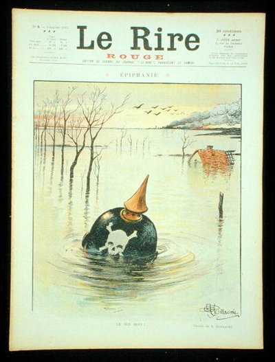 "The King Drinks", "Le Rire Rougen" etukansi, 9. tammikuuta 1915 (värilitho) tekijältä Albert Guillaume