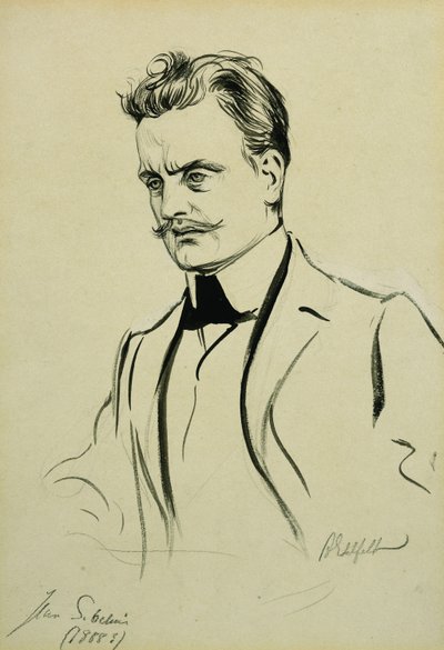 Säveltäjä Jean Sibeliuksen muotokuva, pieni puolipitkä, tekijältä Albert Gustaf Aristides Edelfelt