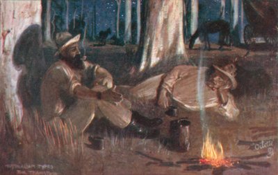 Australialaiset tyypit: Teamster (värilitografia) tekijältä Albert Henry Fullwood