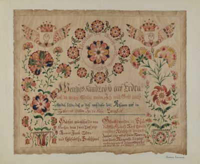 Pa. Saksalainen syntymätodistus, n. 1940. tekijältä Albert J. Levone
