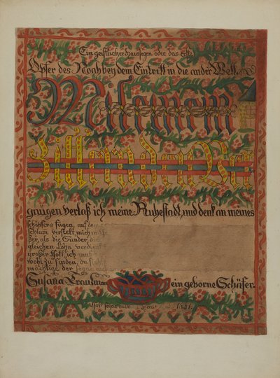 Pa. Saksalainen kuolintodistus, n. 1937. tekijältä Albert J. Levone