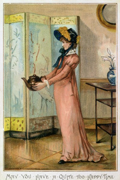 Voiko sinulla olla liian onnellista aikaa, viktoriaaninen joulukortti, julkaisija Hildesheimer und Faulkner, Lontoo, n. 1880 tekijältä Albert Jnr. Ludovici
