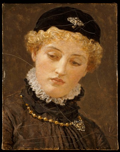 Ellen Terry Portiana elokuvassa "Venetsialainen kauppias", n. 1885 tekijältä Albert Joseph Moore
