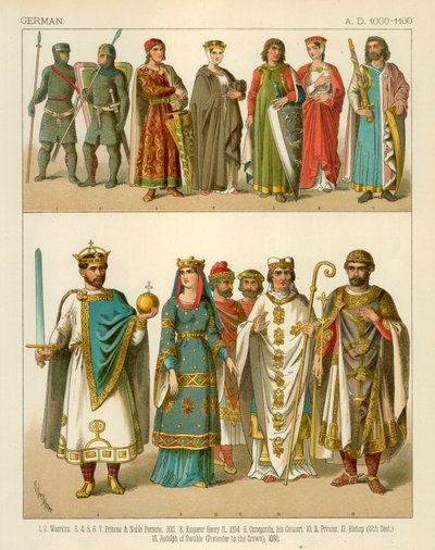 Saksalainen puku 1000-1100 jKr tekijältä Albert Kretschmer