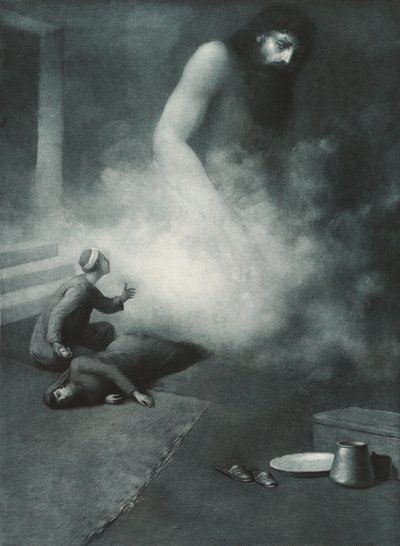 Aladdin ja Genie, 1897 tekijältä Albert Letchford
