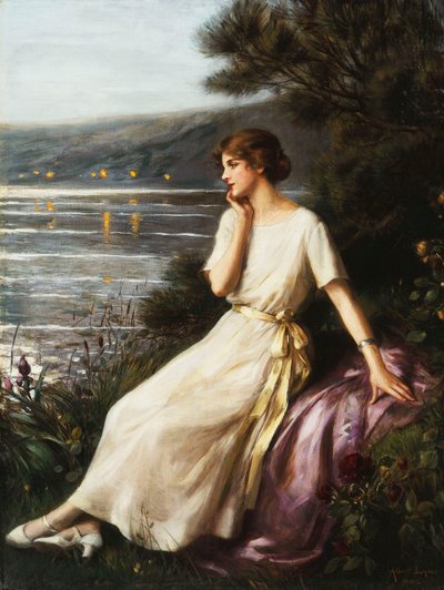 Naisen muotokuva järven rannalla, tekijältä Albert Lynch