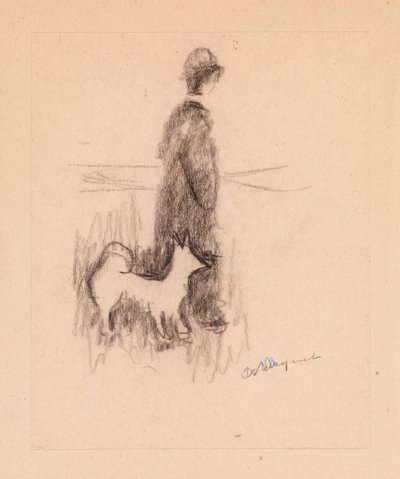 Figuuri koiran kanssa (piirustus paperille) tekijältä Albert Marquet