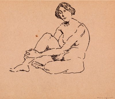 Alaston istuva (kynä ja muste paperille) tekijältä Albert Marquet