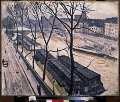 ""Paris en hiver, quai Bourbon"" (Pariisi talvella. Quai Bourbon) Proomut Seinen rannalla. Pierre Albert Marquet