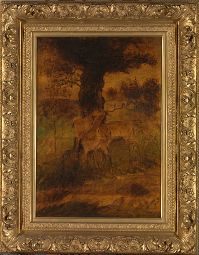 A Stag and Two Does, n. 1870-luku. tekijältä Albert Pinkham Ryder