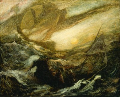 Lentävä hollantilainen, valmistui vuonna 1887. tekijältä Albert Pinkham Ryder