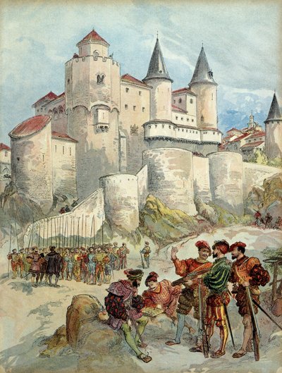 Vanki, Francois 1st (1494-1547) oli lukittu Alcazarin torniin Madridissa (Espanja) vuoteen 1526 asti. tekijältä Albert Robida