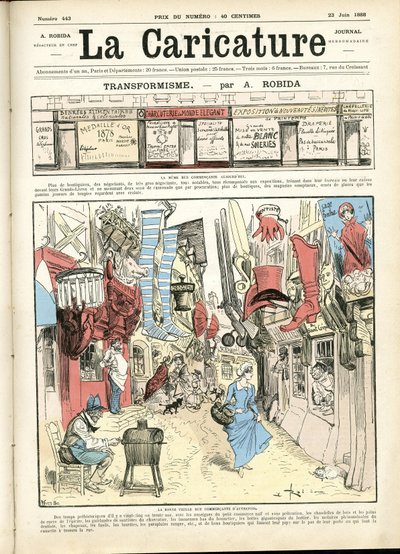 Albert Robidan (1848-1926) kuvitus La Caricaturen (1880) kanteen tekijältä Albert Robida